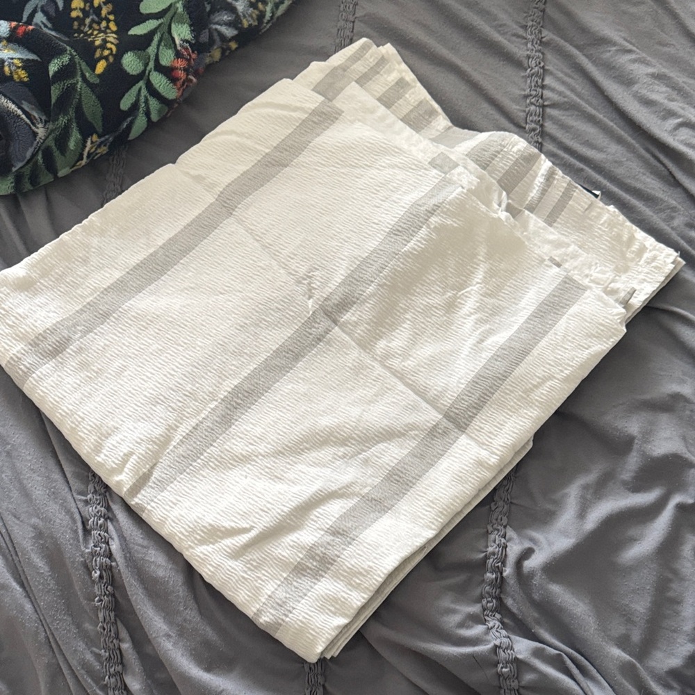Tommy Hilfiger White and Gray Shower Curtain